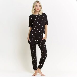 Black Heart Print Women's Lounge Set